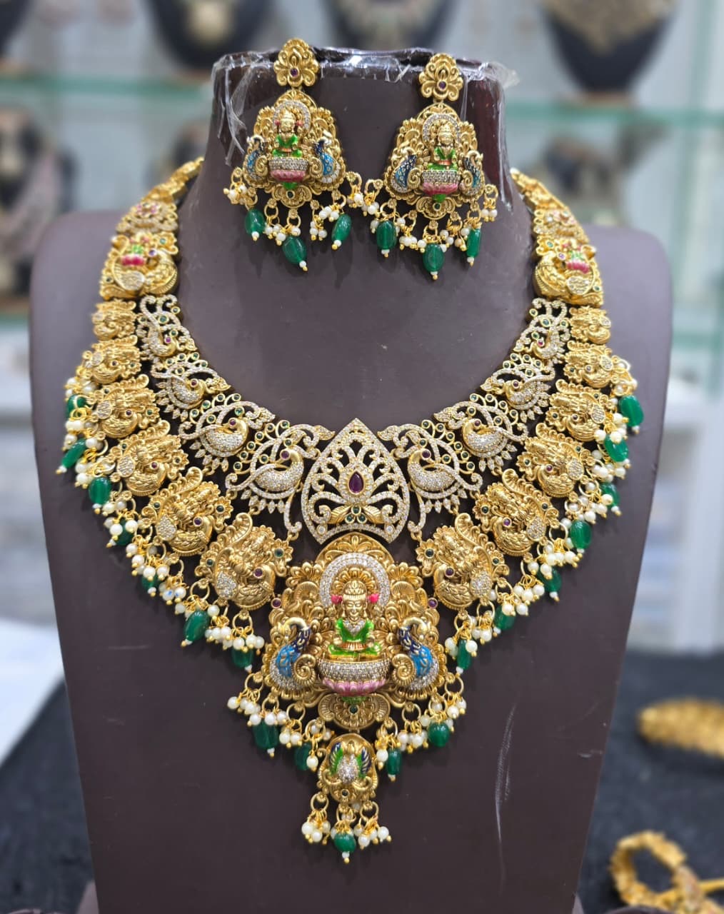 Nakshi Work with AD Stones Bridal Necklace