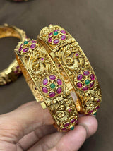Premium Matt with AD & Kempu Stones Bangles - Nakshatra Jewels