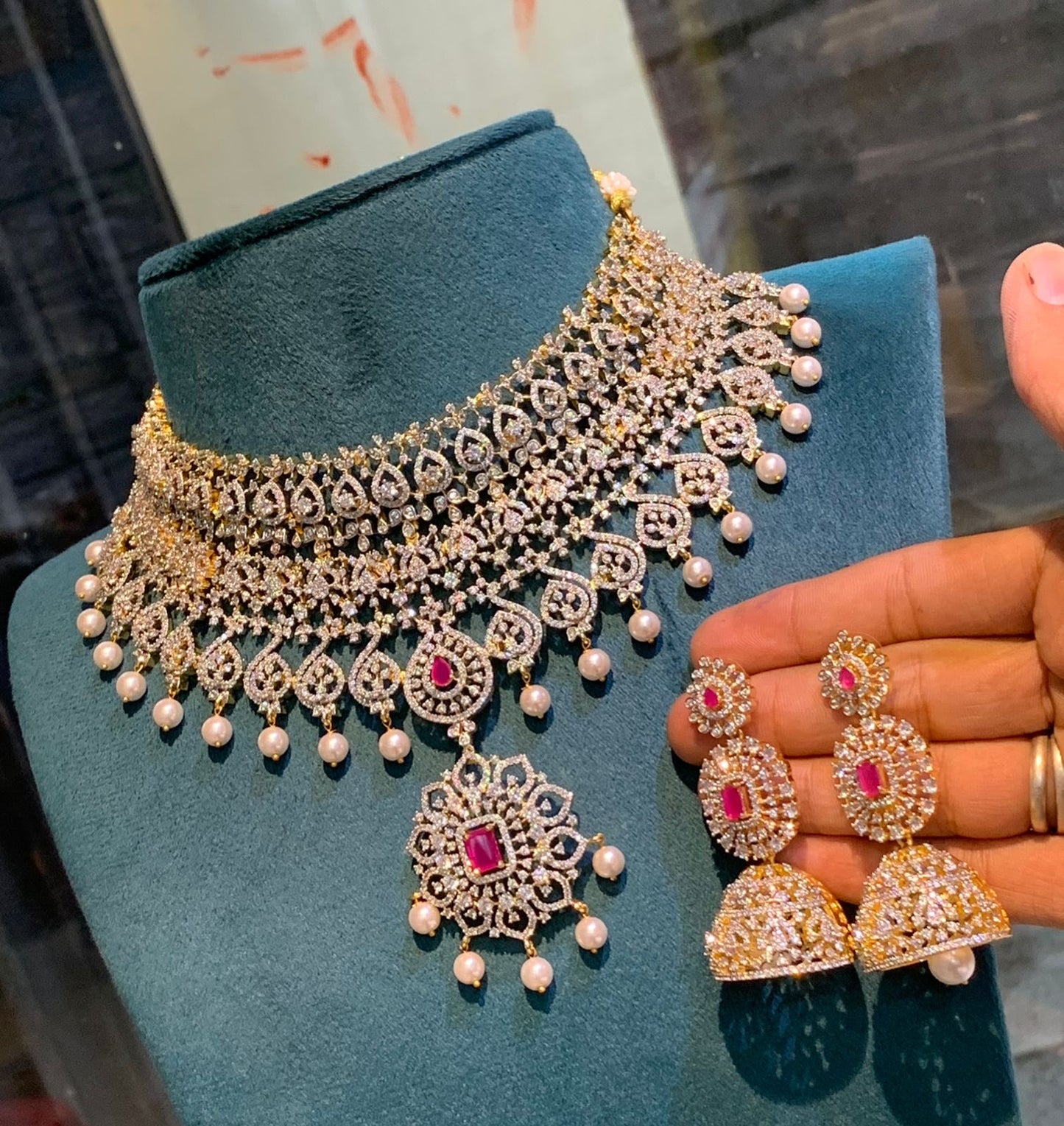 American Diamond Stones Bridal Choker