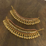 Premium Matt with Kempu Stones Ear Chains - Nakshatra Jewels