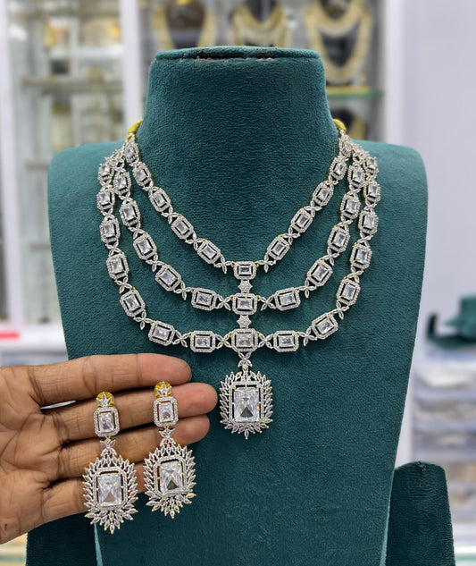 American Diamond Stones Layer Necklace