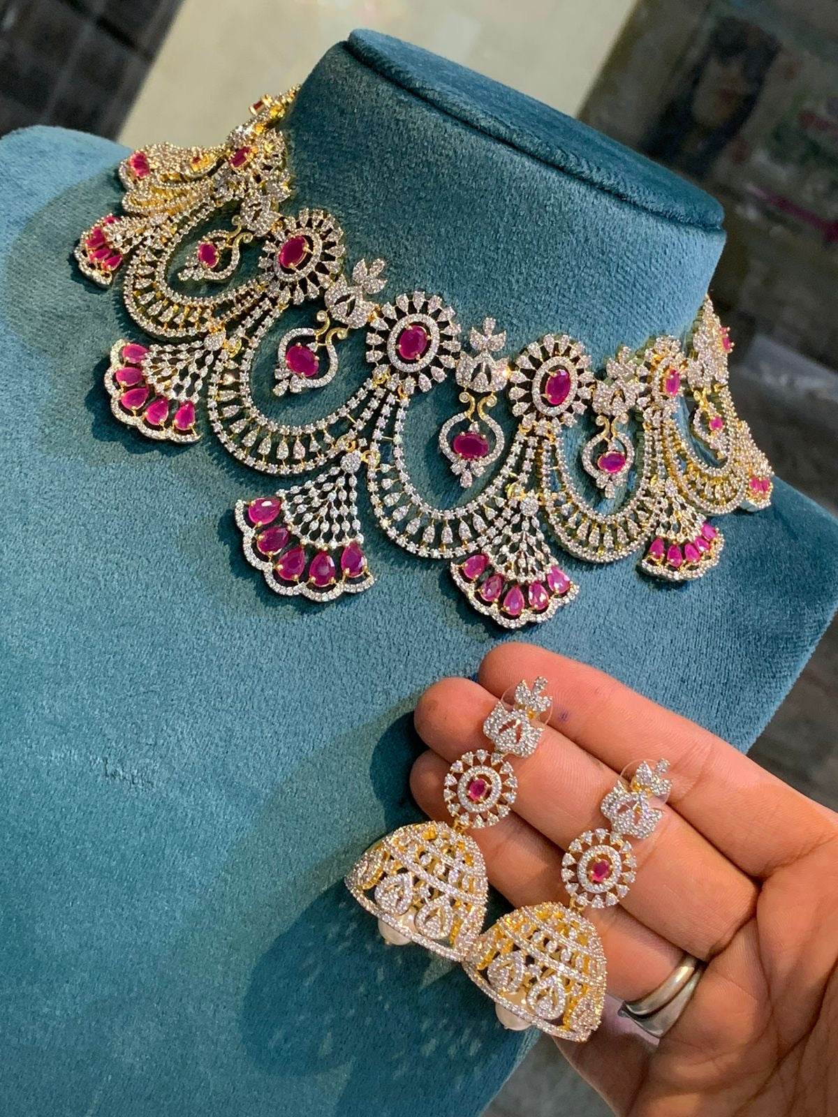 American Diamond Stones Bridal Choker - Nakshatra Jewels