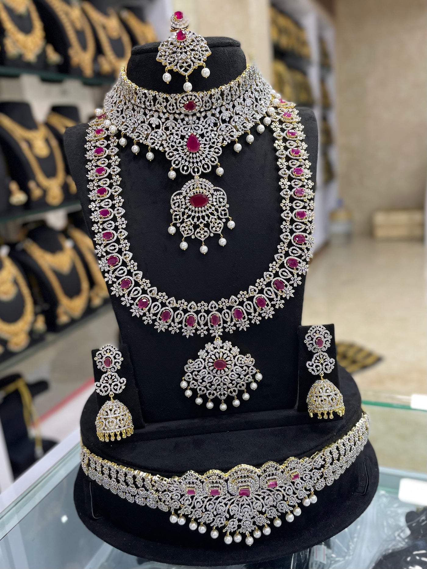 American Diamond Stones Bridal Combo Set