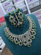 American Diamond Stones Bridal Neck Set - Nakshatra Jewels
