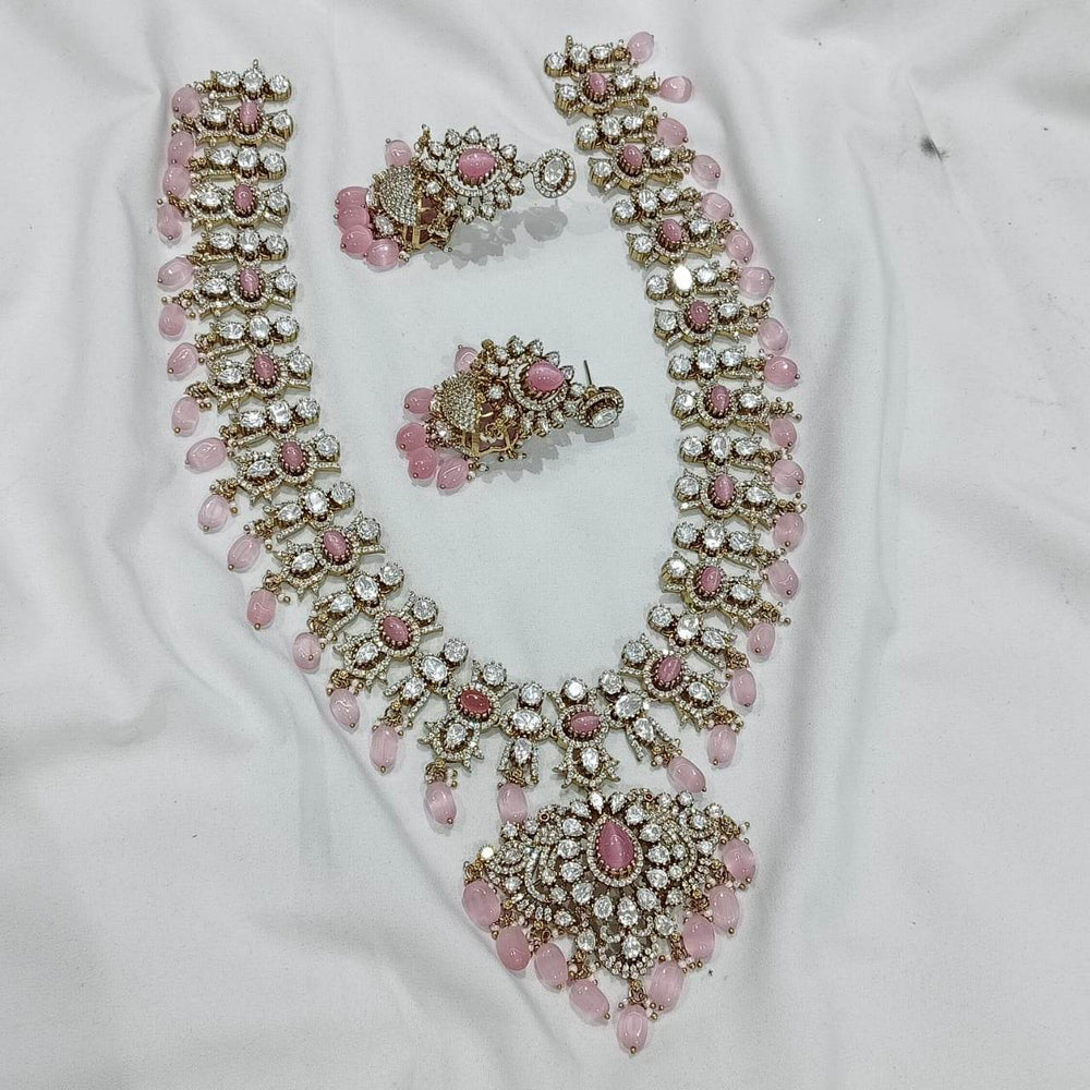 Victorian Polish AD & Moissanite Stones Bridal Haram - Nakshatra Jewels