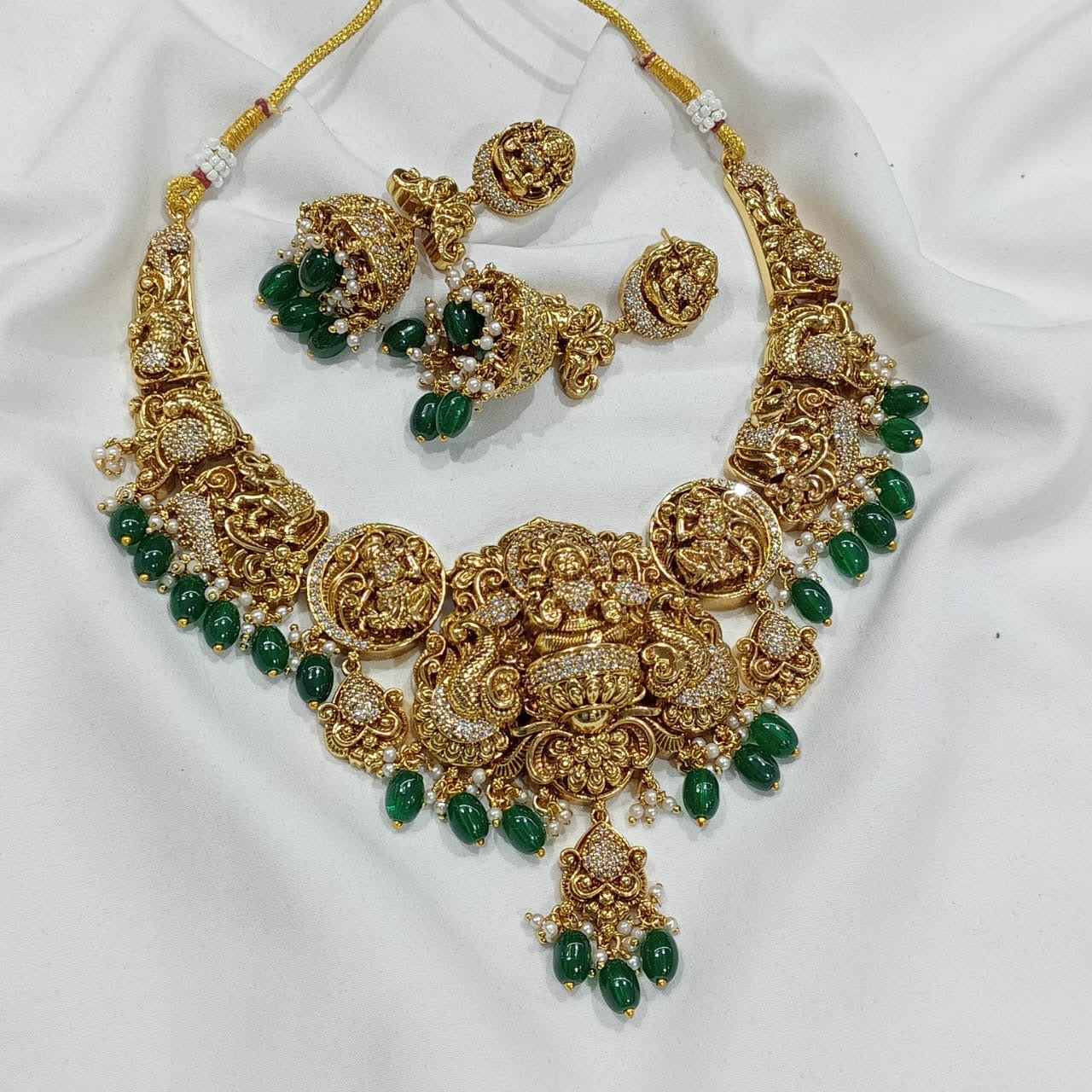 Nakshi Work with AD Stones Bridal Necklace