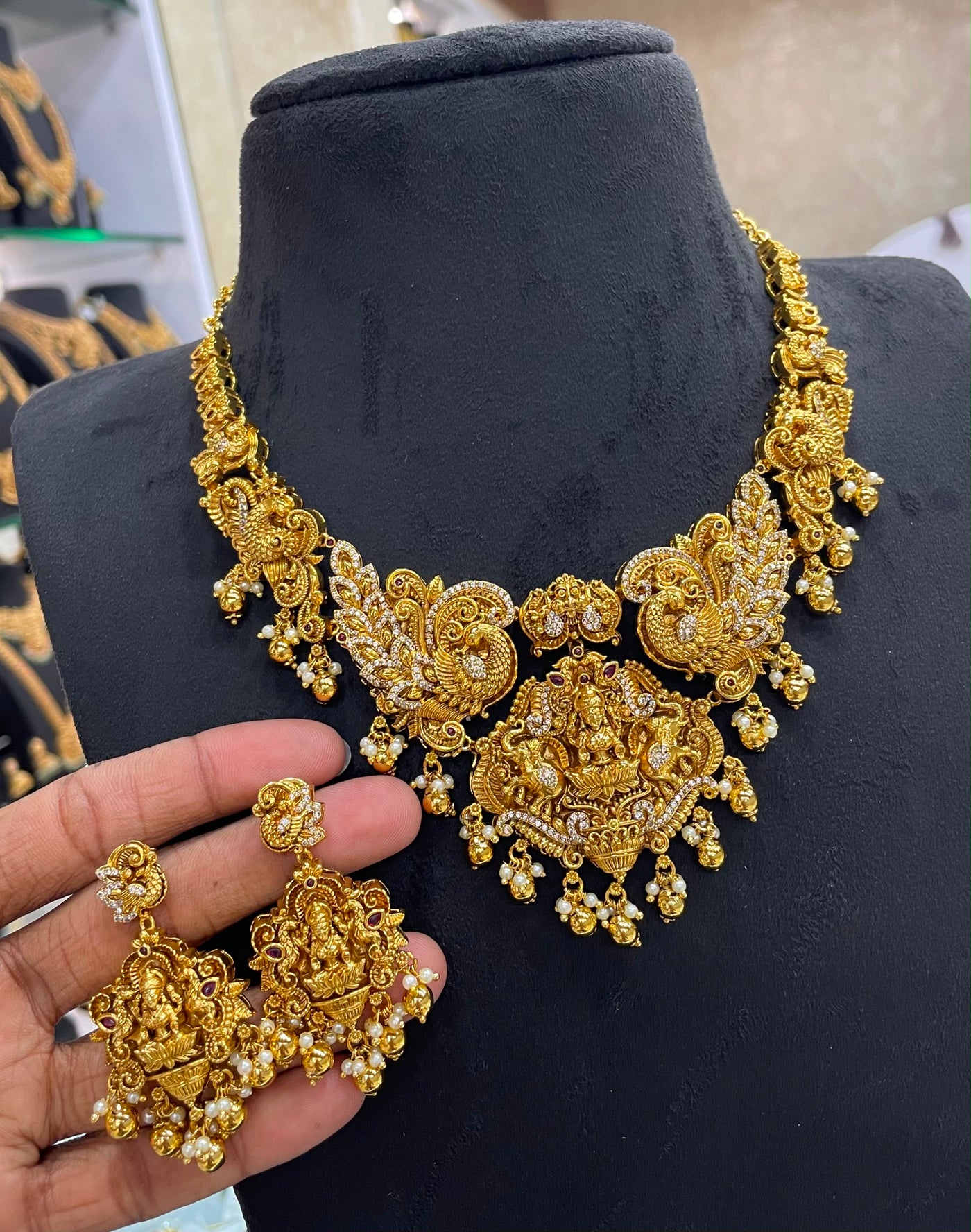 Nakshi Work with AD Stones Bridal Necklace