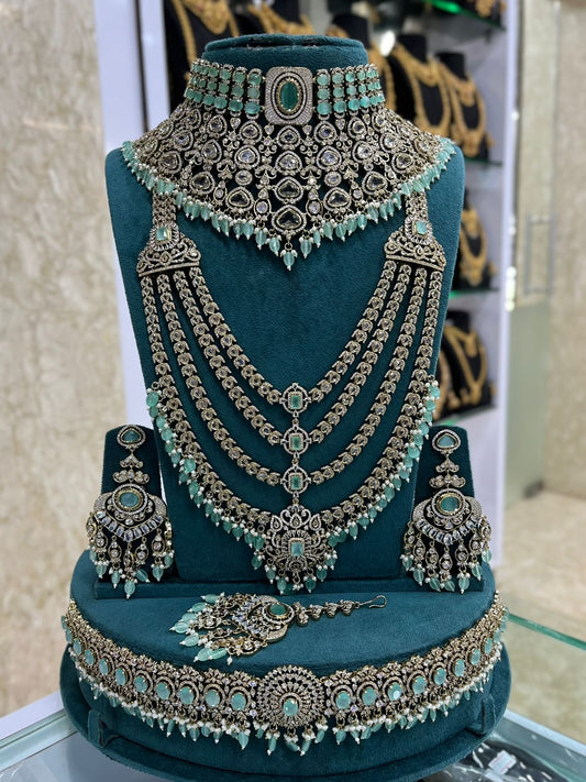 Victorian Polish with AD stones Bridal Set