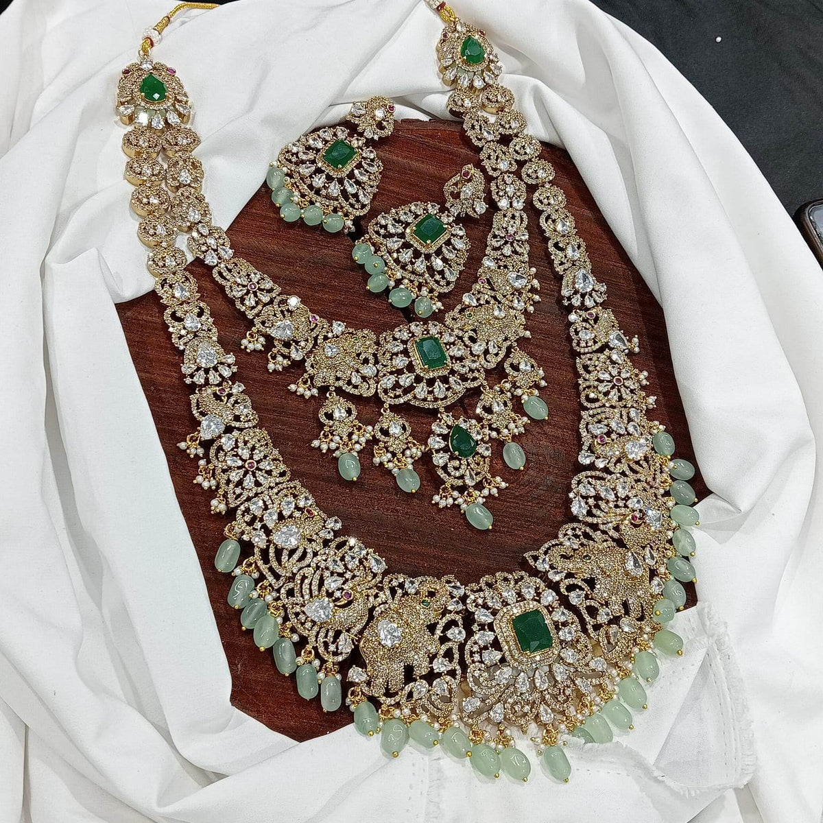Victorian Polish with AD & Mossanite Stones Bridal Haram
