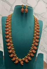 Nagasi Work with Coral Beads Haram - Nakshatra Jewels