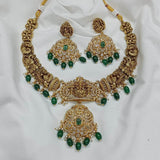 Nakshi work with Kempu & AD Stones Necklace - Nakshatra Jewels