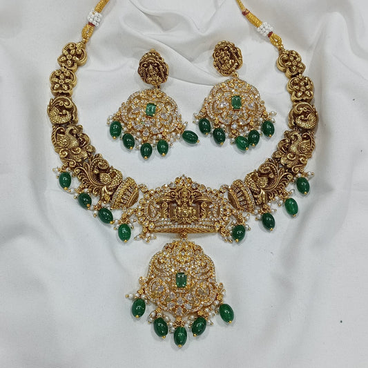 Nakshi work with Kempu & AD Stones Necklace