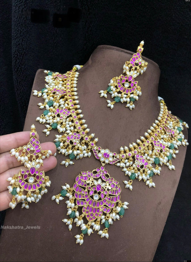 Jaadu Kundan Stones Bridal Guttapusal Necklace