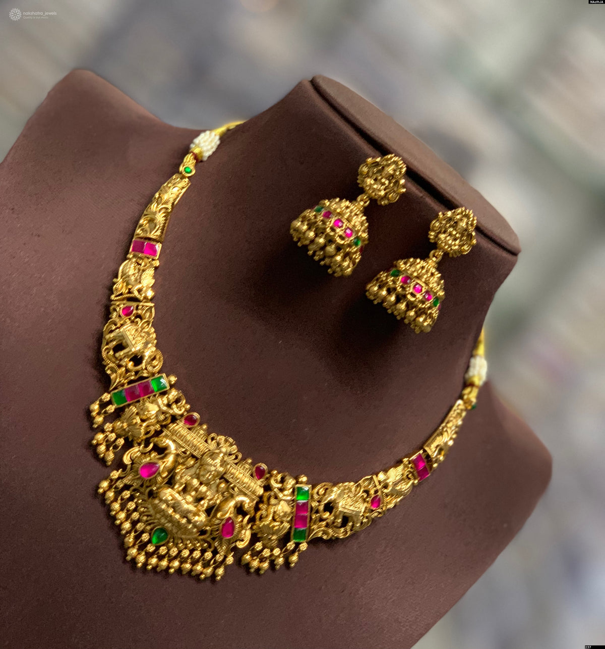 Nakshi Work with Kundan Stones Bridal Necklace