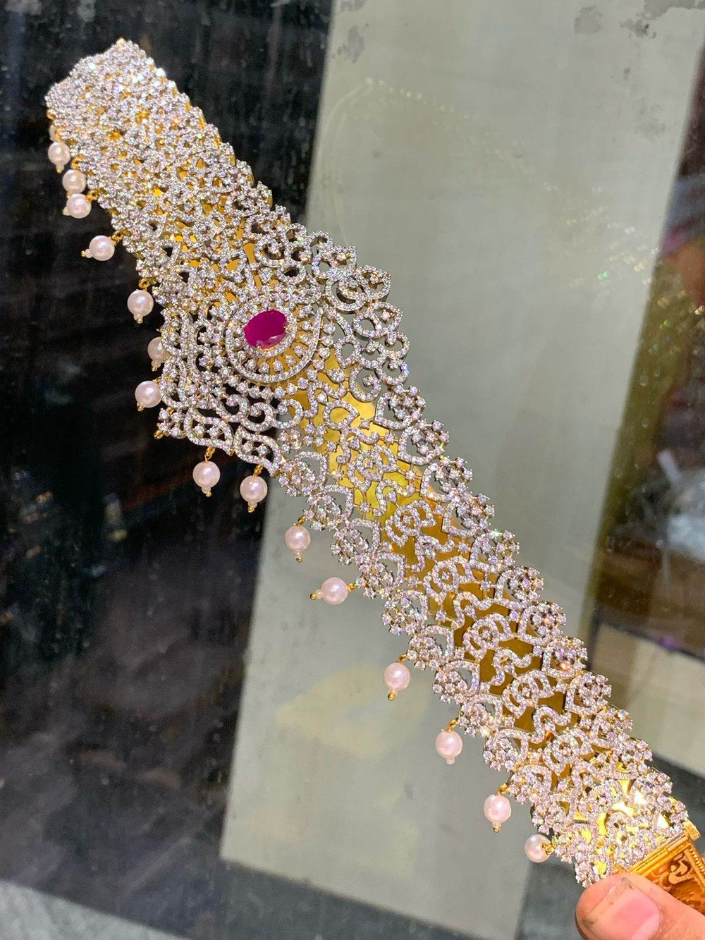 American Diamond Stones Bridal Hip Belt - Nakshatra Jewels