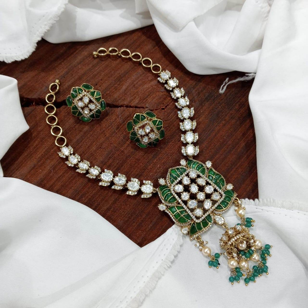 Mossanite Stones Bridal Necklace