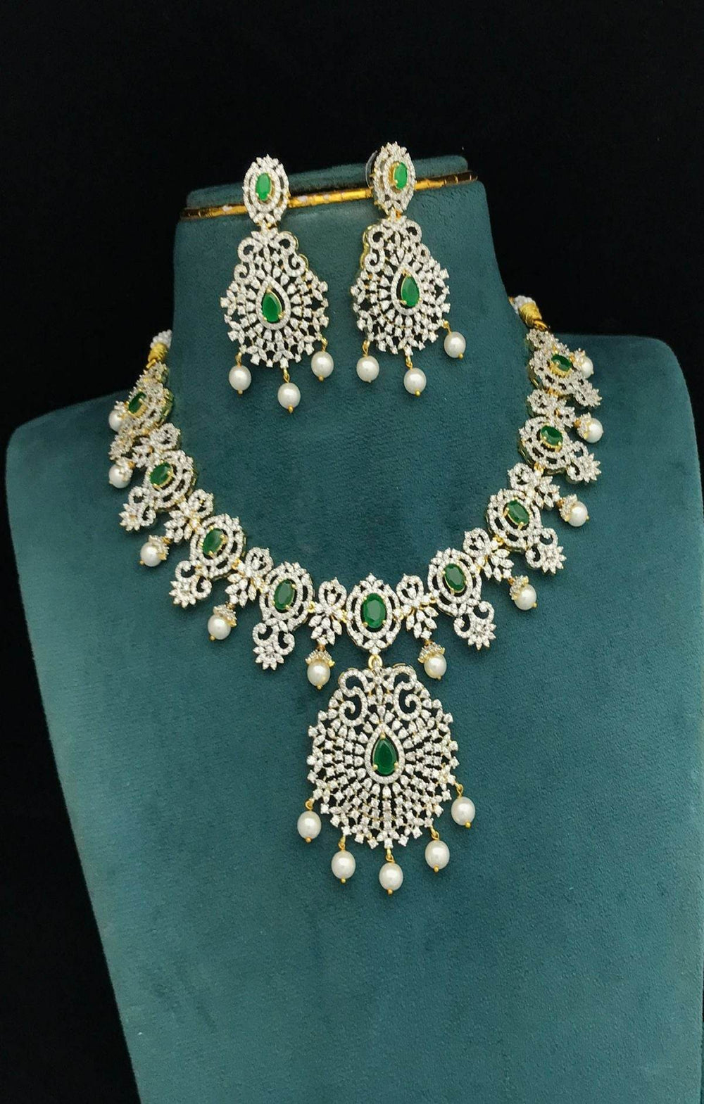 American Diamond Stone Bridal Necklace - Nakshatra Jewels