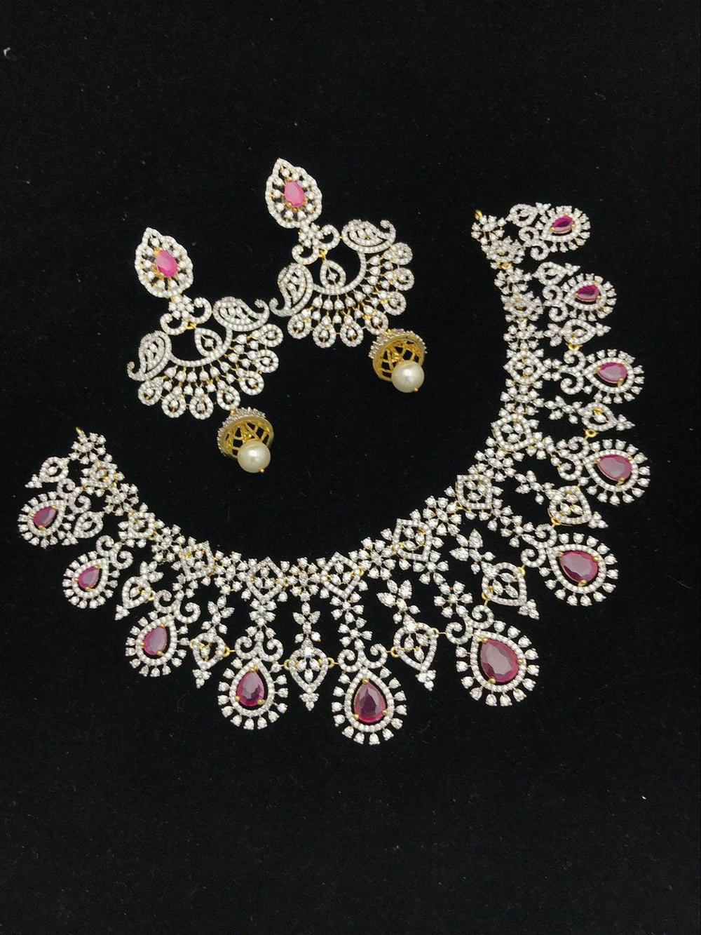 American Diamond Stone Bridal Necklace - Nakshatra Jewels