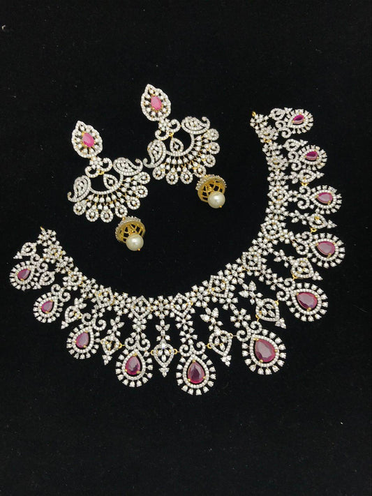 American Diamond Stone Bridal Necklace - Nakshatra Jewels