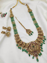 Nagasi Work with Kempu Stones and Beads Haram - Nakshatra Jewels