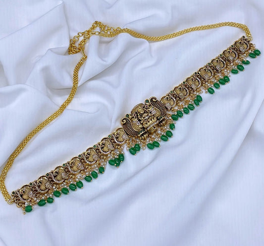 Premium Matt finish with Kempu Stones Hip Chain