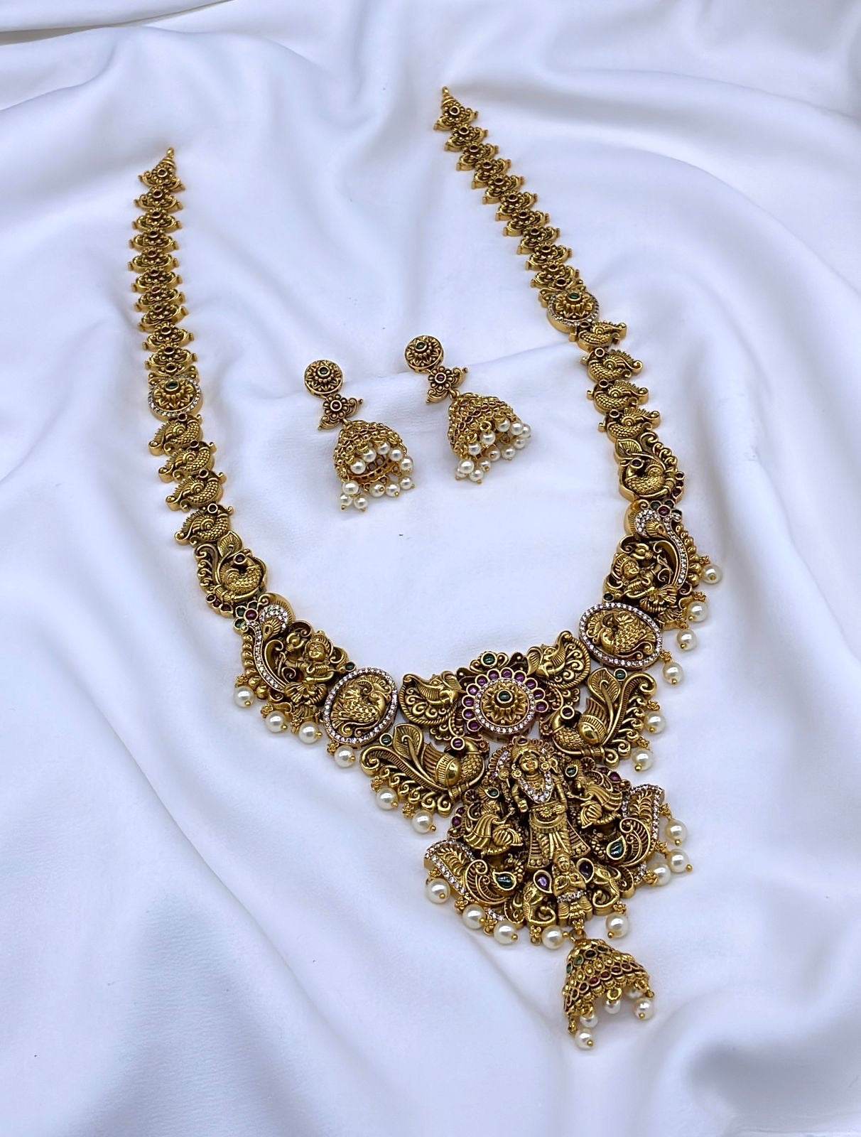 Nakshi Work with AD and Kempu Stones Bridal Haram