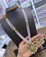 Victorian Polish AD Stones Pendent with Beads Haram - Nakshatra Jewels
