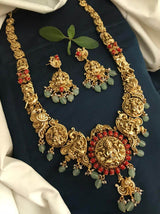 Nakshi Work with AD & Coral beads Bridal Haram - Nakshatra Jewels