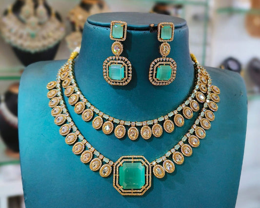 Victorian Polish AD Stones Layer Necklace