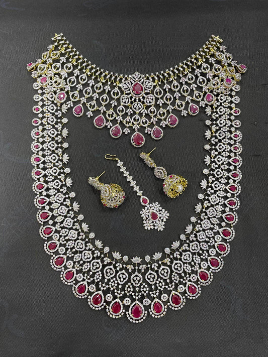 American Diamond Stones Bridal Combo Set - Nakshatra Jewels