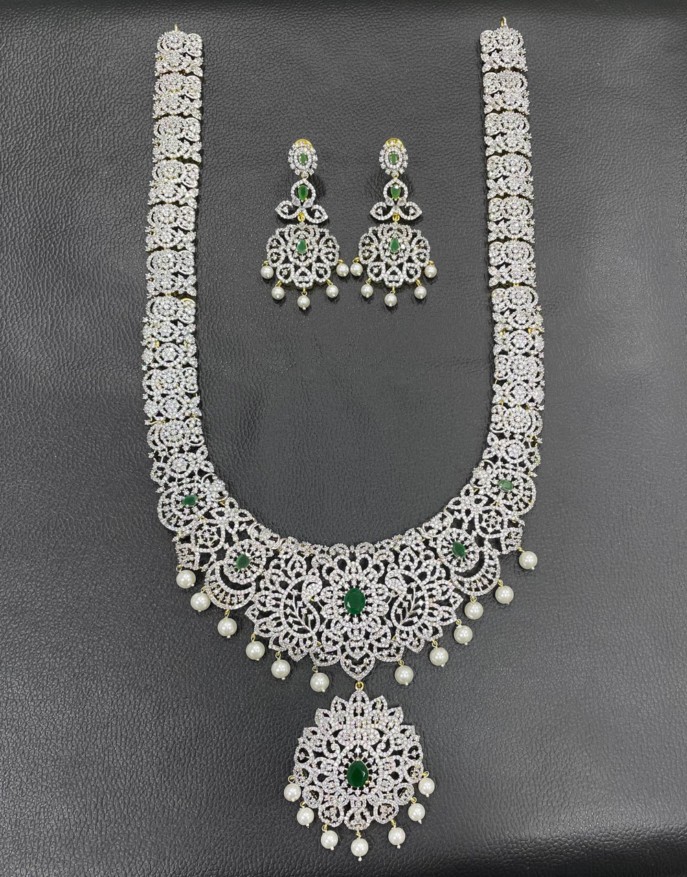 American Diamond Stones Bridal Haram - Nakshatra Jewels