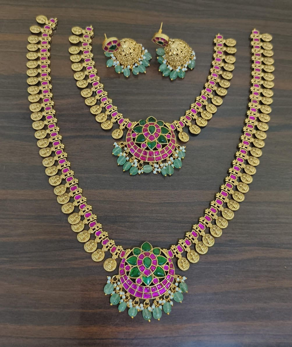 Premium Matt with Kundan Stones Bridal Kaasu Combo Set