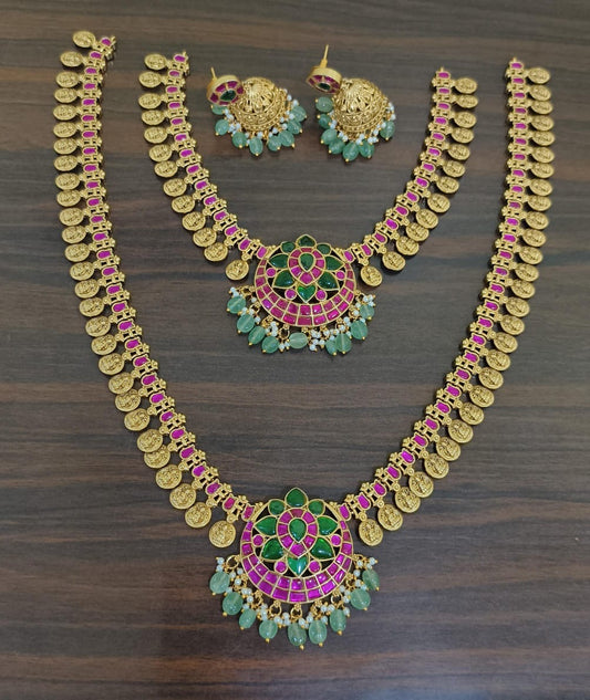 Premium Matt with Kundan Stones Bridal Kaasu Combo Set