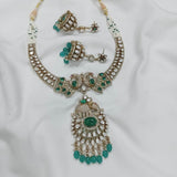 Victorian Polish with AD & Moissanite Stones Necklace - Nakshatra Jewels