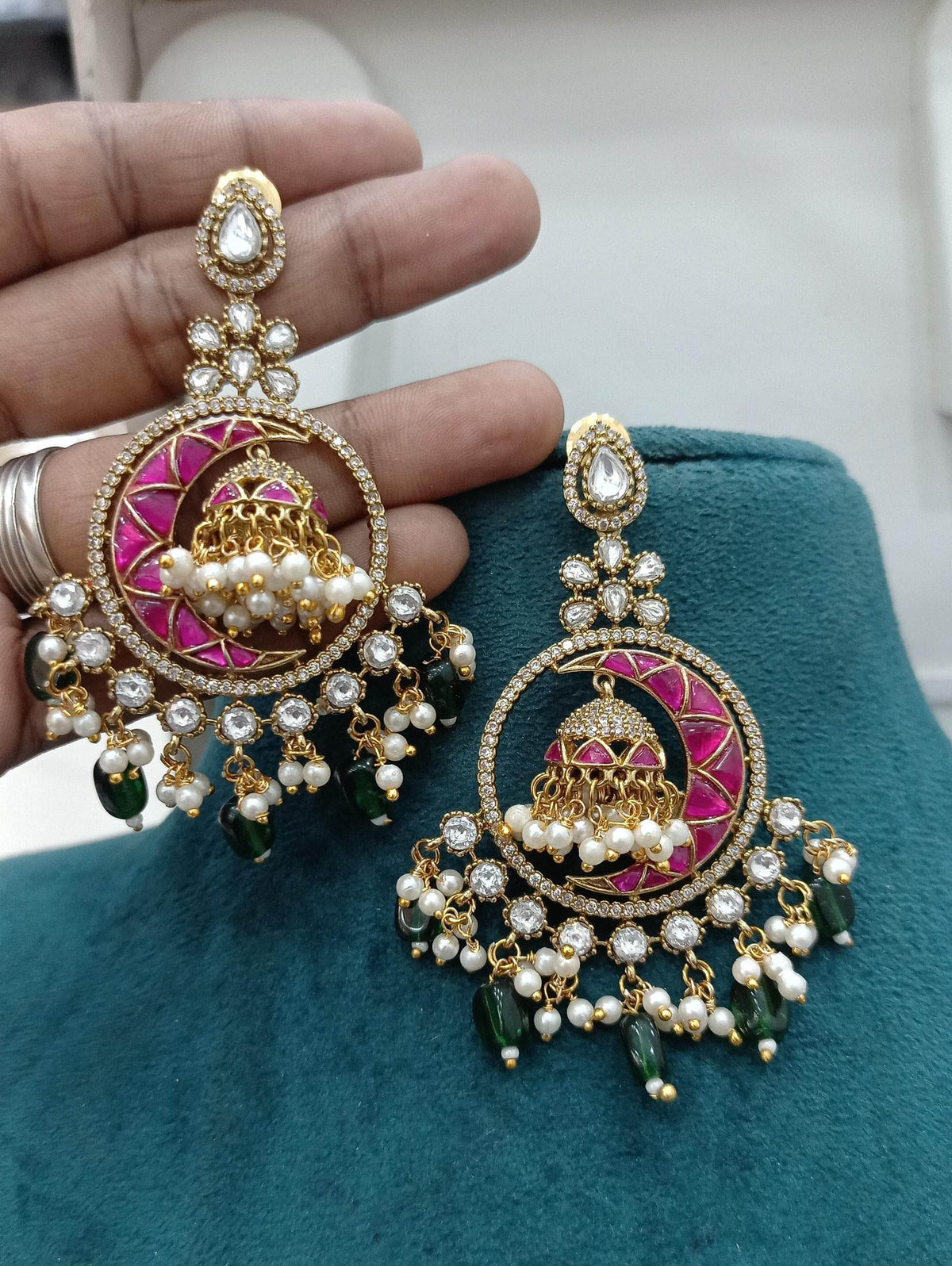Jaadu Kundan Stones Bridal Earrings