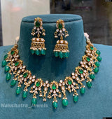 Victorian Polish with Moissanite Stones Neck Set - Nakshatra Jewels