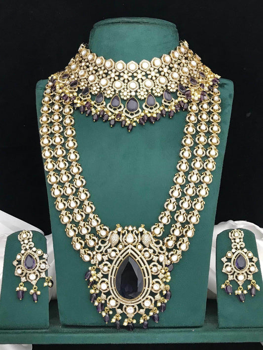 Moissanite Stones Bridal Combo Set - Nakshatra Jewels