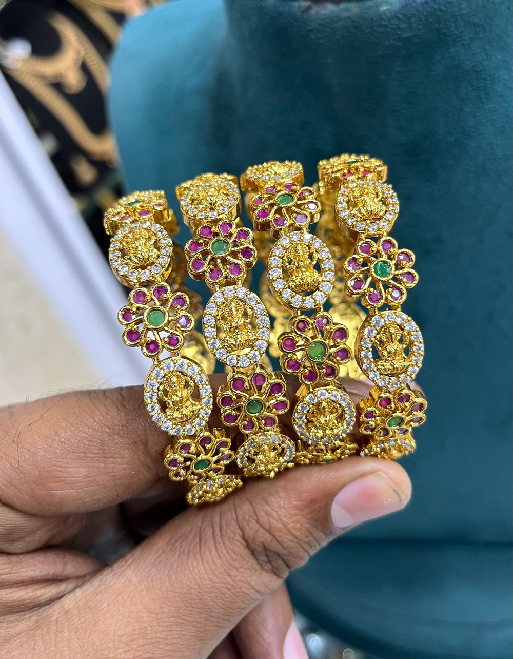 Premium Matt Kempu and AD Stone Bangles