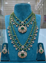 Victorian Polish with AD Stones Bridal Combo Set - Nakshatra Jewels