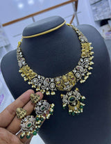 Victorian Polish with AD Stones and Nakshi work Necklace - Nakshatra Jewels