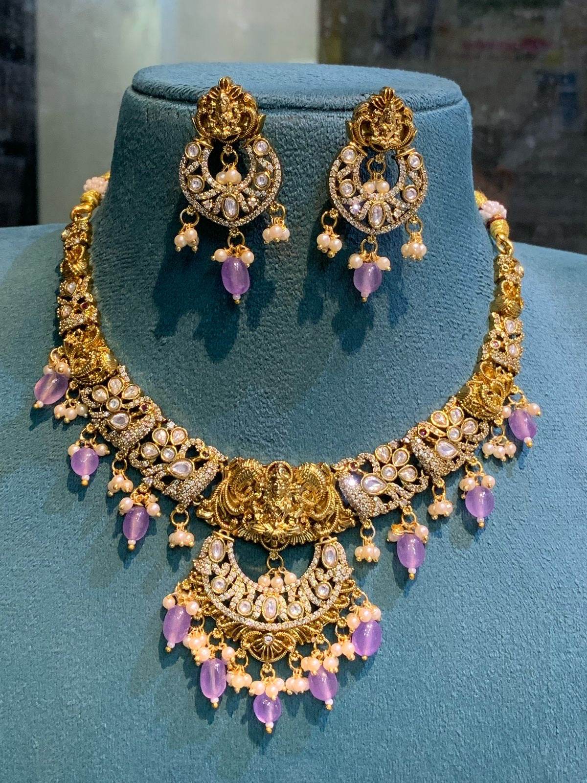 Nakshi Work with AD Stones Necklace