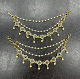 Premium Matt with Kempu Stones Ear Chains