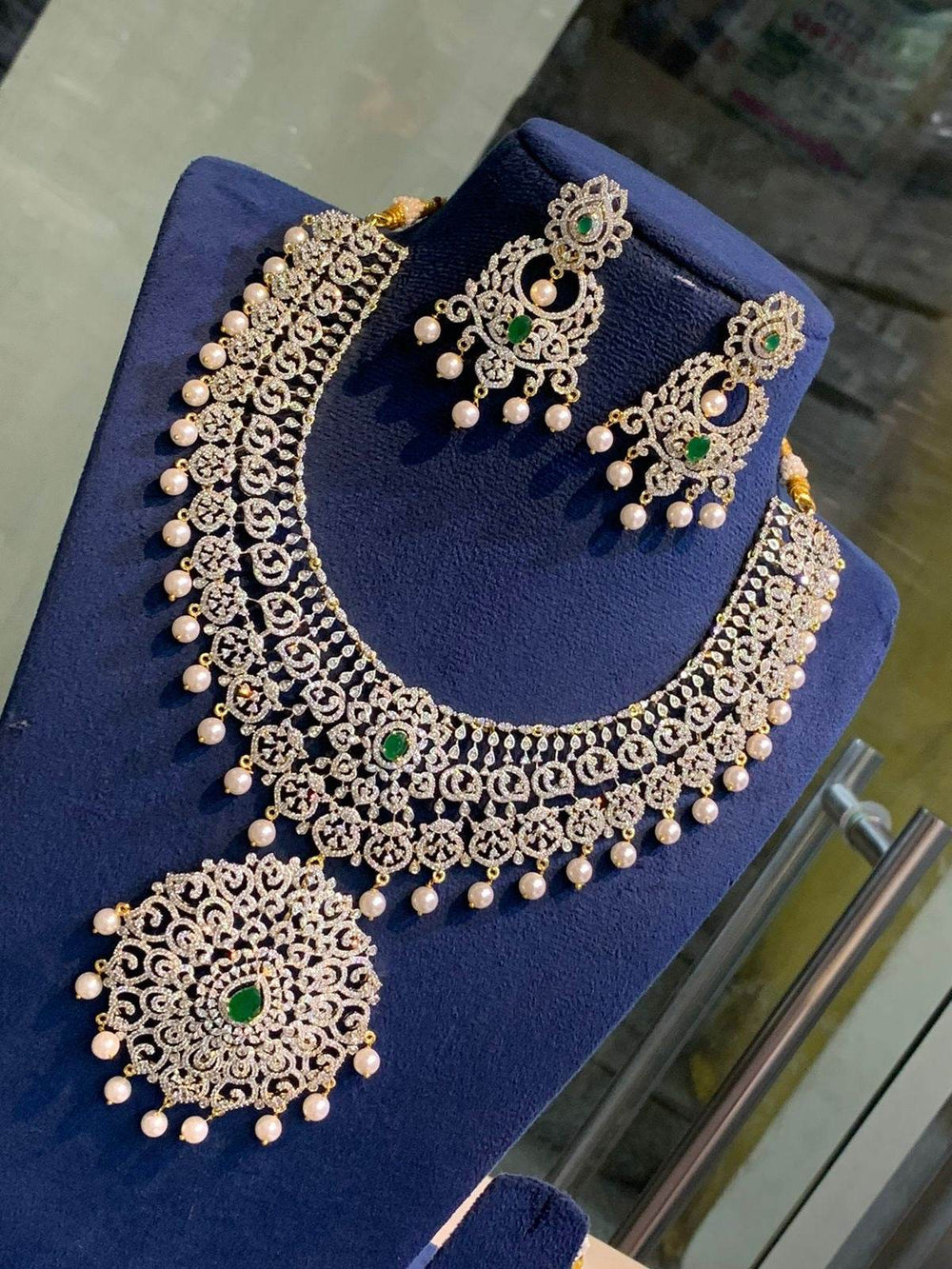 American Diamond Stones Bridal Necklace - Nakshatra Jewels