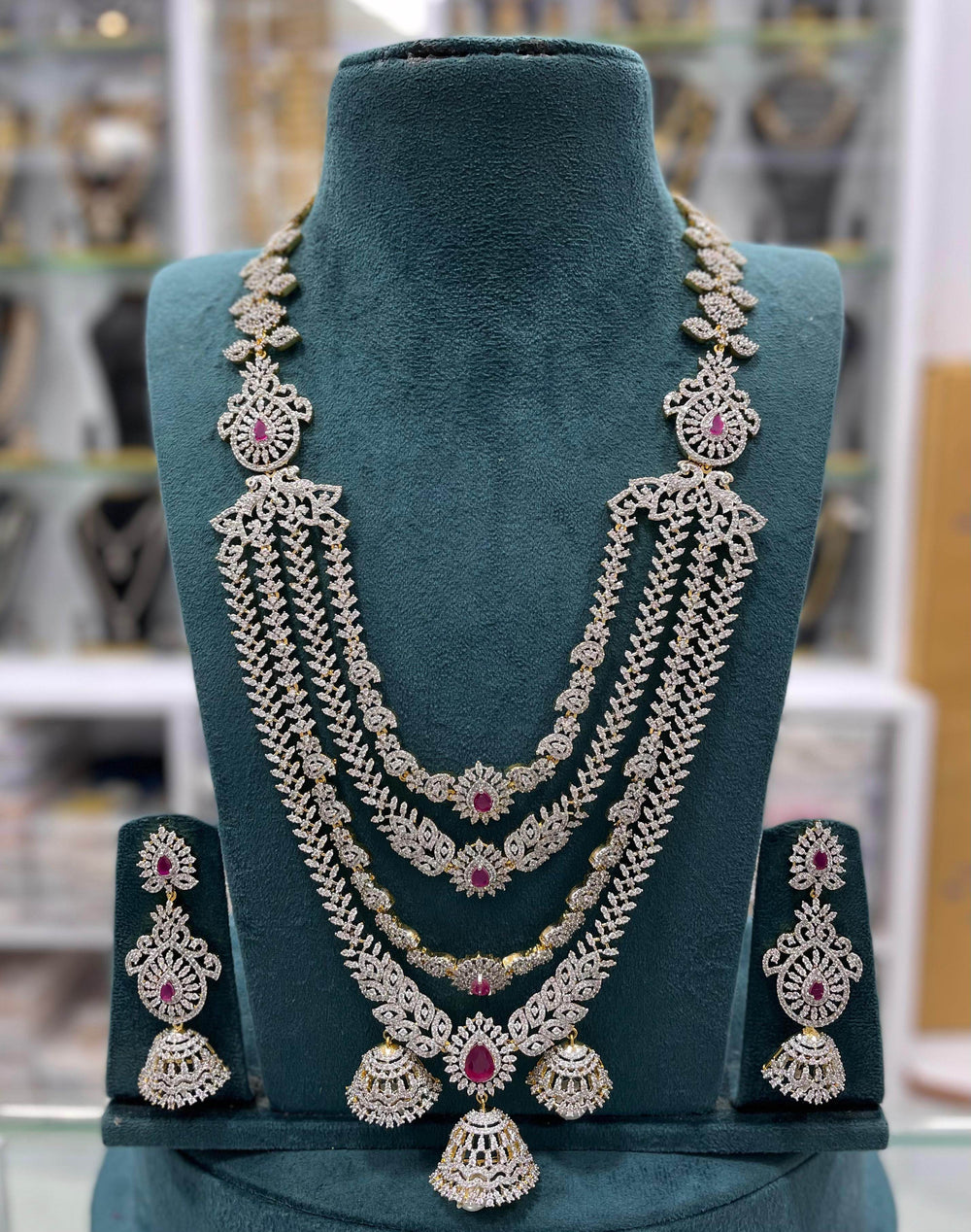 American Diamond Stones Bridal Layer Haram - Nakshatra Jewels