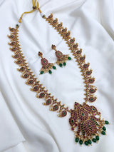 Nagasi Work with Kempu Stones Bridal Haram - Nakshatra Jewels