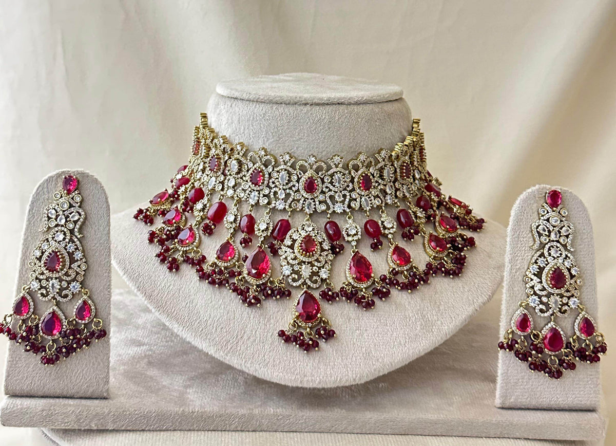 Victorian Polish with AD Stones Bridal Neck Set