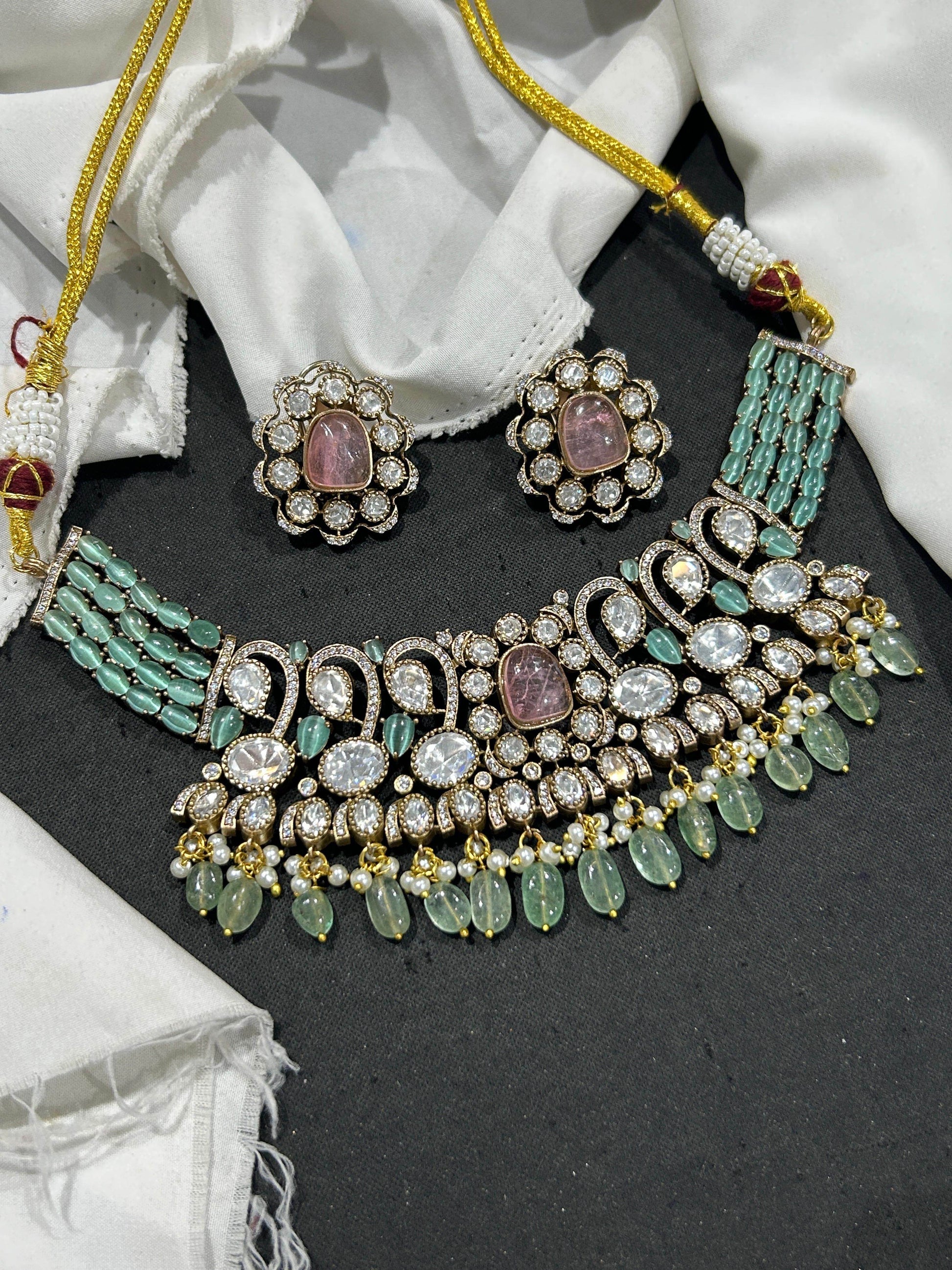 Moissanite Stones Bridal Necklace - Nakshatra Jewels