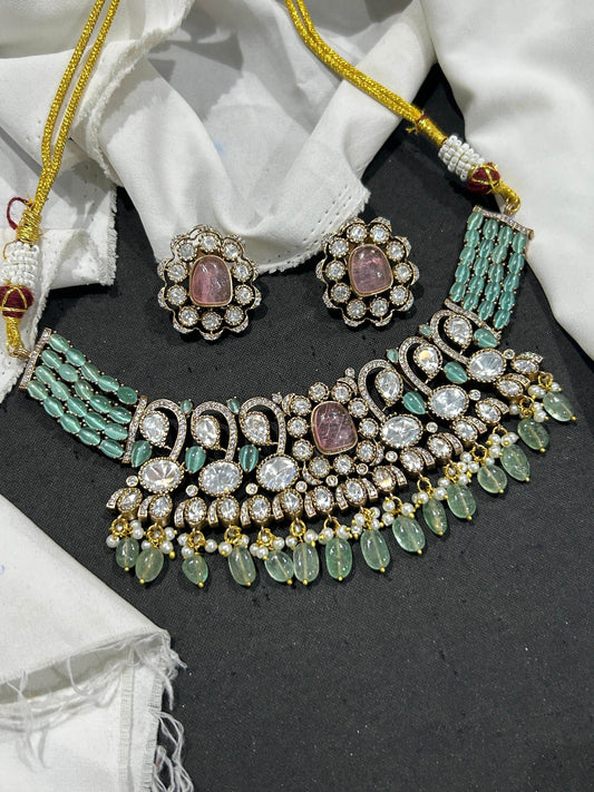 Moissanite Stones Bridal Necklace - Nakshatra Jewels