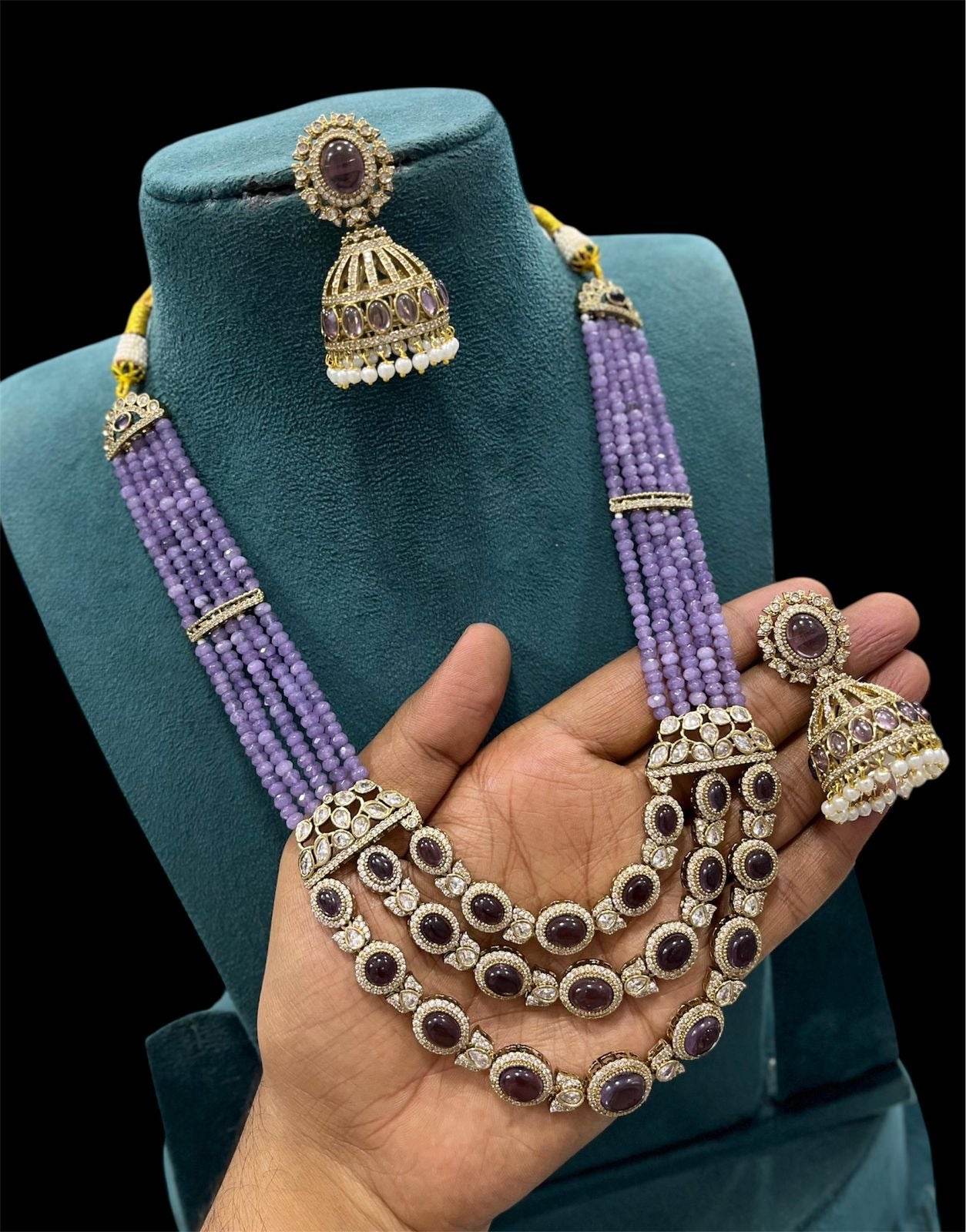 Victorian Polish AD Stones Pendent with Beads Haram
