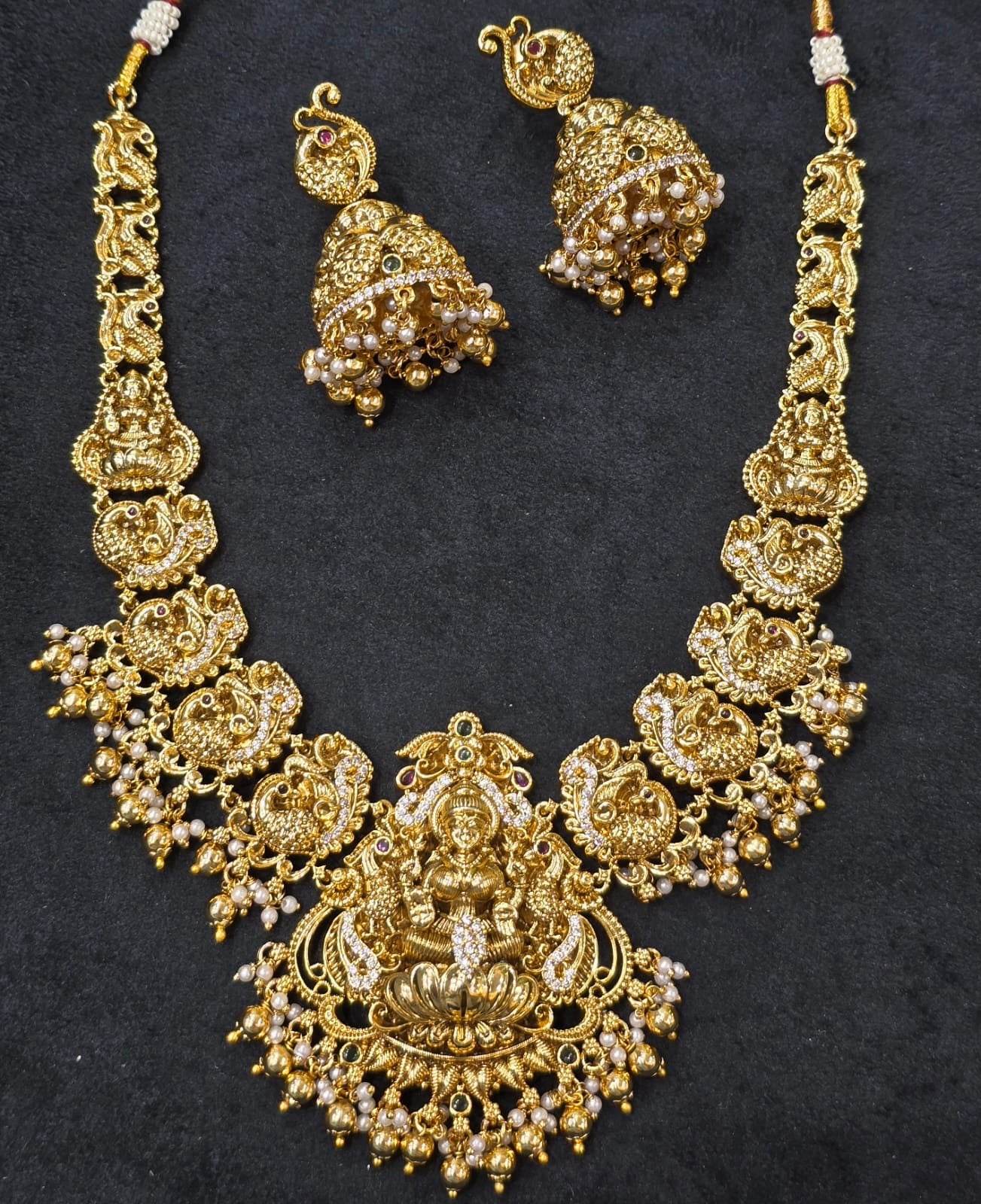 Nakshi Work with AD Stones Bridal Necklace - Nakshatra Jewels